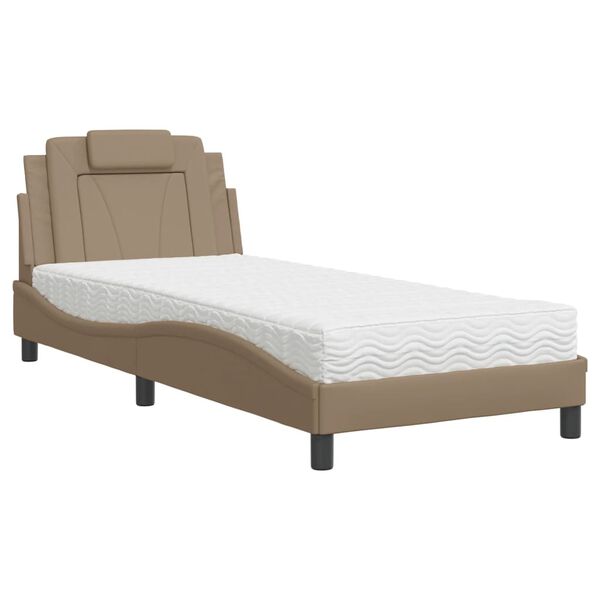 vidaXL Bett "Viana" mit Matratze Cappuccino-Braun 80x200 cm Kunstleder