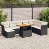 vidaXL 9-tlg. Garten-Sofagarnitur mit Kissen Schwarz Poly Rattan