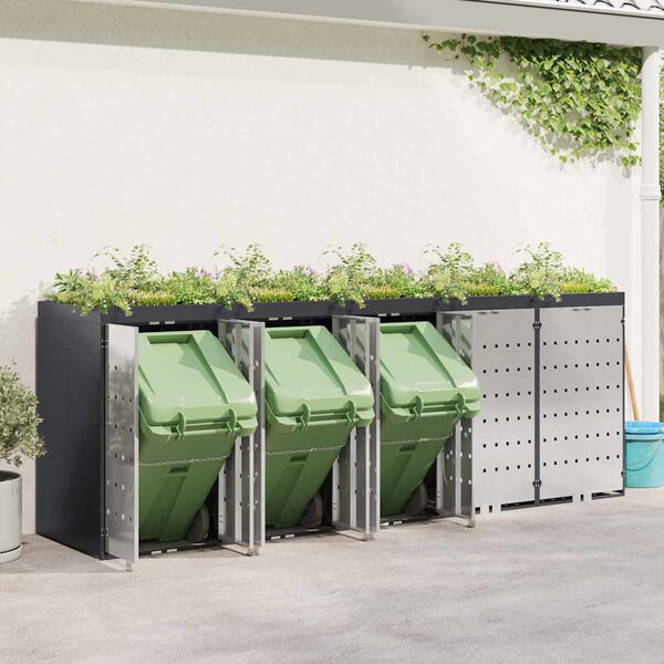 vidaXL Wagenmüllbehälter für 5 Behälter Anthrazit