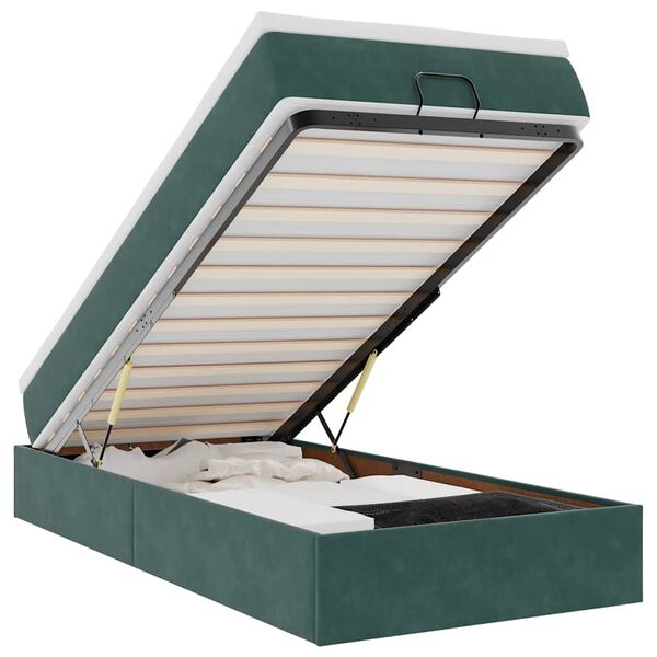 vidaXL Ottoman-Bett mit Matratze Dunkelgrün 80x200 cm Samt