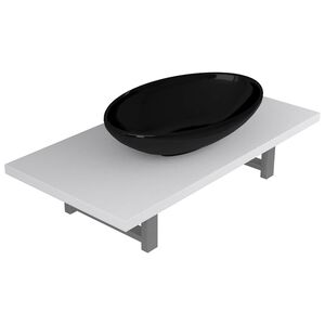 vidaXL 2-tlg. Badm&ouml;bel-Set Keramik Wei&szlig;