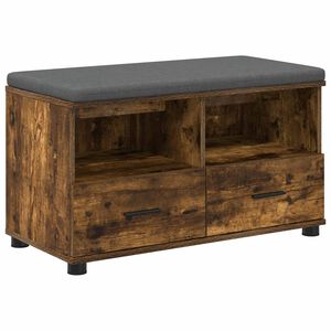 vidaXL Flurbank mit Kissen mit Regal Ger&auml;ucherte Eiche 80 x 38 x 46 cm