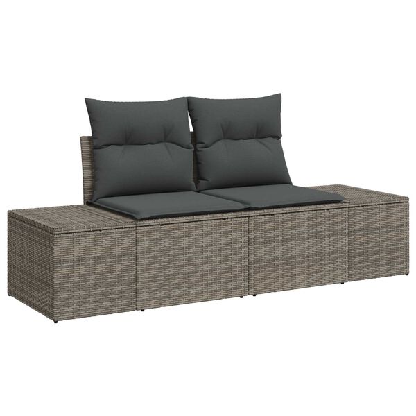 vidaXL Garten-Sofa-Set mit Kissen 13 pcs Grau Poly Rattan