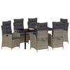vidaXL Garten Essgruppe mit Kissen 7 pcs Grau Poly-Rattan
