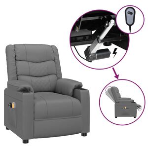 vidaXL Massagesessel Elektrisch Grau Kunstleder