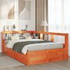 vidaXL Massivholzbett mit Regal ohne Matratze Wachsbraun 135x190 cm