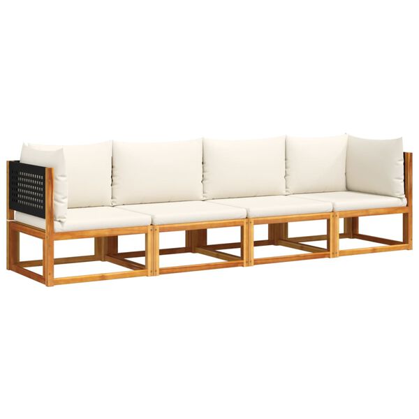 vidaXL 4-tlg. Gartensofa-Set mit Kissen Holz Akazie & Rattan