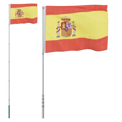 vidaXL Flagge Spaniens mit Mast 5,55 m Aluminium