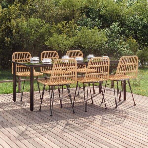 vidaXL 7-tlg. Garten-Essgruppe Poly Rattan