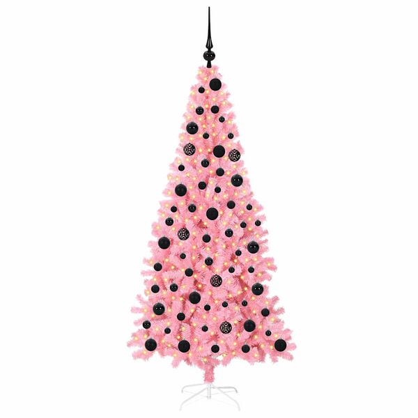 vidaXL Weihnachtsbaum mit 300 LEDs mit St&auml;nder Rosa 180 cm PVC
