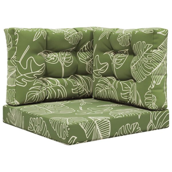 vidaXL Sofakissen f&uuml;r drau&szlig;en 3 pcs Blattdesign Polyester