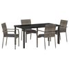 vidaXL Garten Essgruppe mit Kissen 5 pcs Grau Poly-Rattan