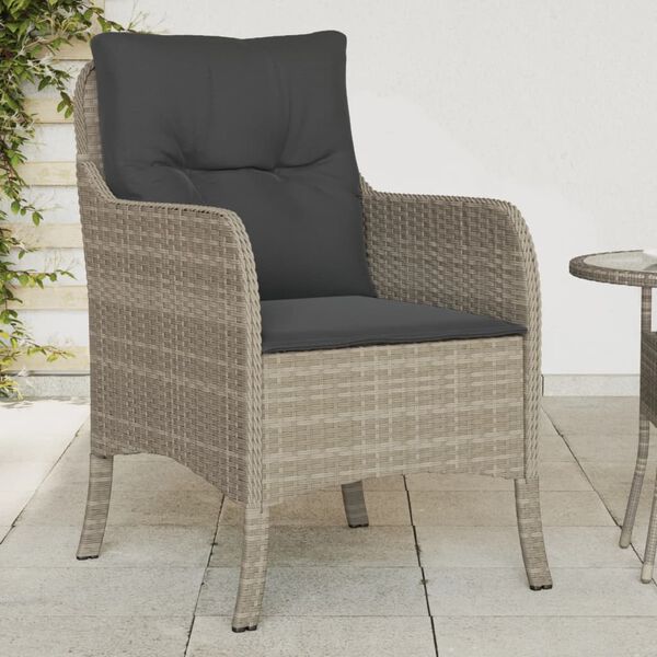 vidaXL Gartenst&uuml;hle mit Kissen 2 Stk. Hellgrau Poly Rattan