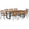 vidaXL Garten Essgruppe 9 pcs Schwarz Massivholz Akazie
