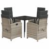 vidaXL 5-tlg. Garten-Essgruppe mit Kissen Hellgrau Poly Rattan