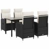 vidaXL Garten Essgruppe 5 stk. Schwarz und Cremewei&szlig; Poly-Rattan