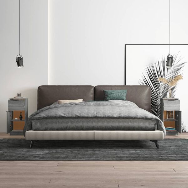 vidaXL Sideboards 2 Stk. Grau Sonoma 30x30x70 cm Holzwerkstoff