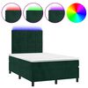 vidaXL Boxspringbett mit Matratze & LED Dunkelgr&uuml;n 120x200 cm Samt