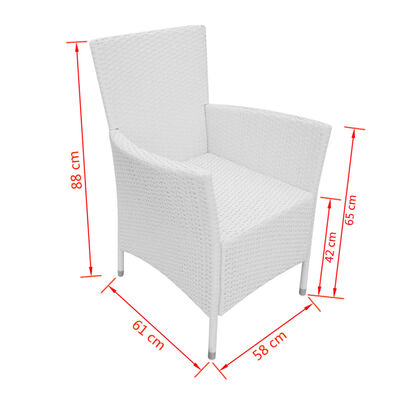 vidaXL Gartenstühle 2 Stk. mit Auflagen Poly Rattan Weiß