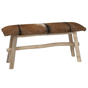 vidaXL Sitzbank Ziegenleder Teak