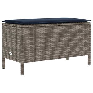 vidaXL Garten-Fu&szlig;hocker Grau und Marineblau 80 x 38 x 42 cm PE-Rattan