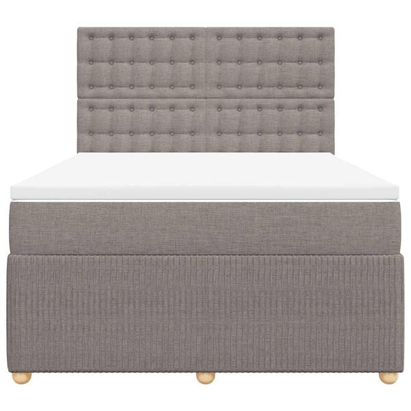 vidaXL Boxspringbett mit Matratze Taupe 160x200 cm Stoff