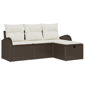 vidaXL Gartensofa-set mit Kissen mit Speicher 4 pcs Braun Poly-Rattan