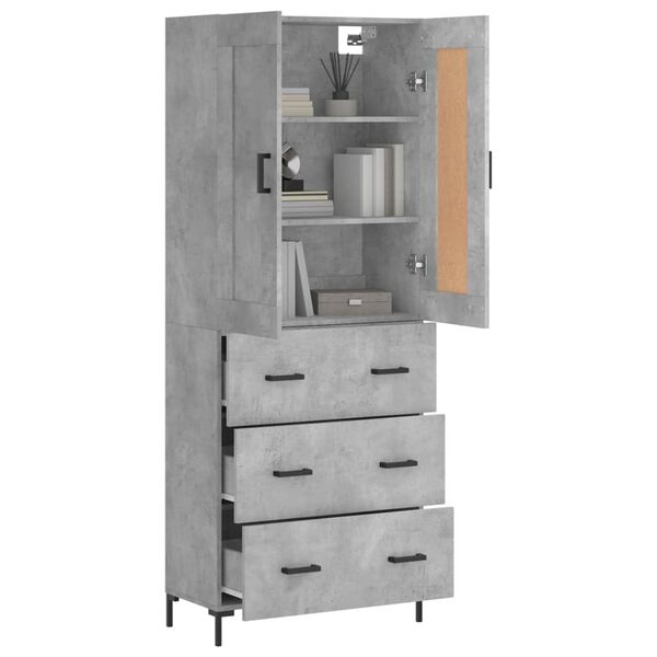 vidaXL Highboard Betongrau 69,5x34x180 cm Holzwerkstoff