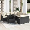 vidaXL Gartensofa-set mit Kissen 9 pcs Schwarz Poly-Rattan
