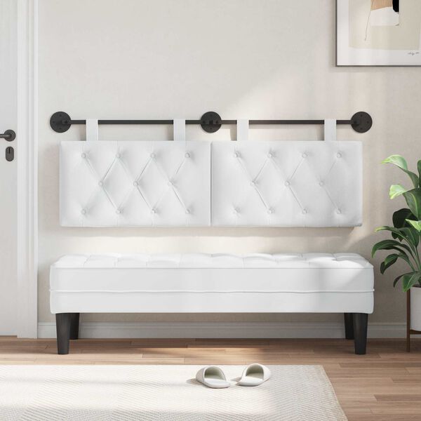 vidaXL H&auml;ngevorderseite Wandmontiert Wei&szlig; 150 x 55 x 7 cm Stoff