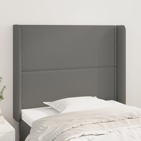 vidaXL Kopfteil mit Ohren Grau 103x16x118/128 cm Kunstleder