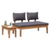 vidaXL Gartenbank 2 pcs Grau und Braun Massivholz Teak