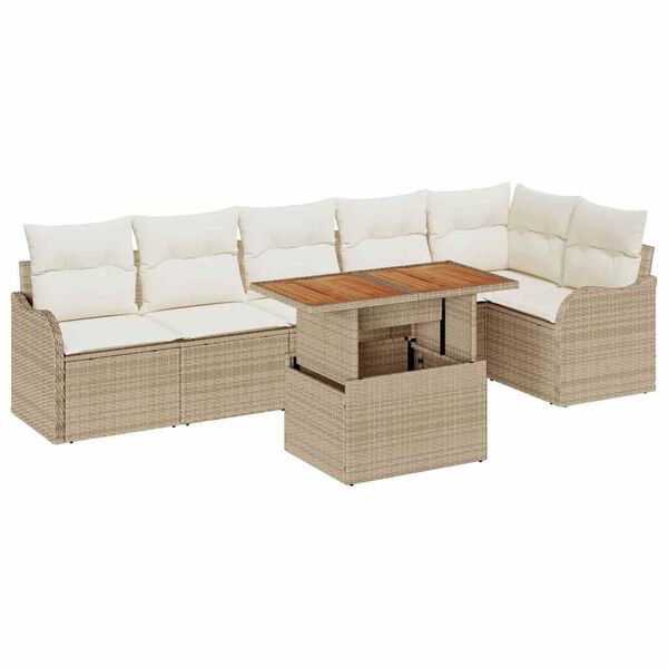 vidaXL Garten-Sofa-Set mit Kissen 7 pcs Beige und Creme