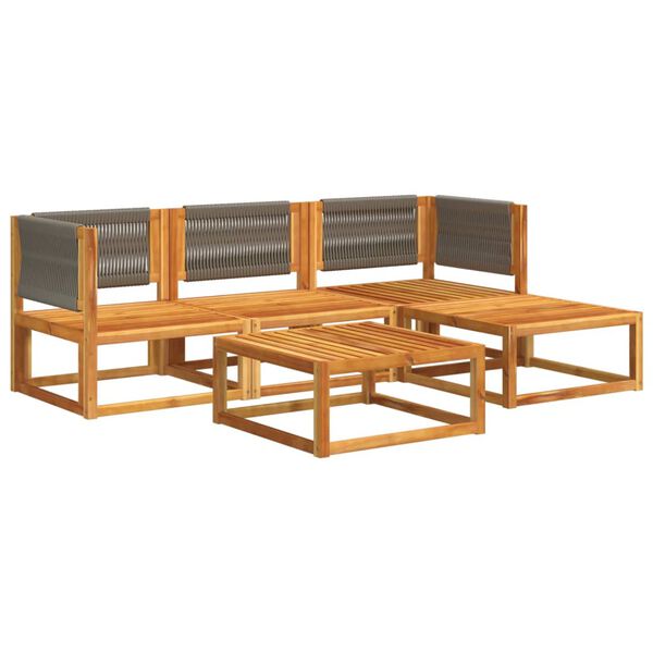 vidaXL 5-tlg. Gartensofa-Set mit Kissen Holz Akazie & Seil