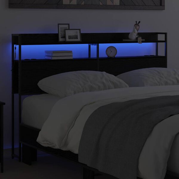 vidaXL Aufbewahrungskopfteil Schwarz Eichen-Optik 160 cm Holzwerkstoff