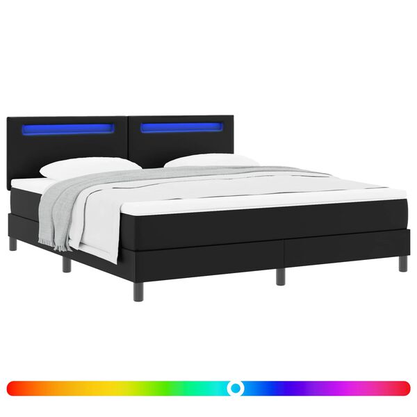 vidaXL Boxspringbett mit Matratze Schwarz 180 x 200 cm Kunstleder