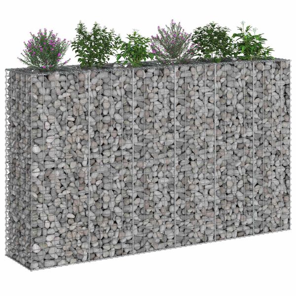 vidaXL Gabionen Hochbeet 3 pcs Silber 250 x 50 x 150 cm