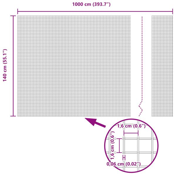 vidaXL Geschwei&szlig;ter Drahtzaun Silber 1,4 x 10 m