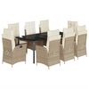 vidaXL 9-tlg. Garten-Essgruppe mit Kissen Beige Poly Rattan