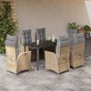 vidaXL 7-tlg. Garten-Essgruppe mit Kissen Beige Poly Rattan