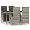 vidaXL 5-tlg. Garten-Essgruppe mit Kissen Grau Poly Rattan