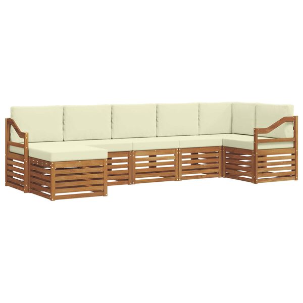 vidaXL Sofagarnituren 7 pcs Natur und Creme Massivholz Akazie