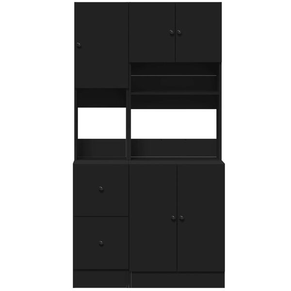vidaXL K&uuml;chenschrank Schwarz 95x50x180 cm Holzwerkstoff