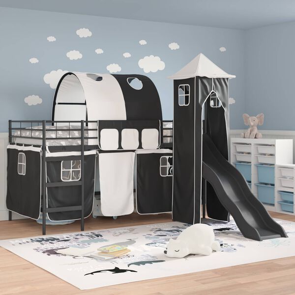 vidaXL Kinderloftbett Schwarz 99,5 x 200 cm Metall
