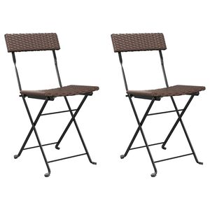 vidaXL Bistrost&uuml;hle 2 Stk. Klappbar Braun Poly Rattan und Stahl