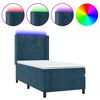 vidaXL Boxspringbett mit Matratze & LED Dunkelblau 90x190 cm Samt