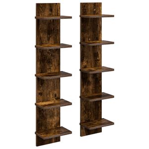 vidaXL Wandregal 2 stk. Raucheiche 22 x 15 x 100 cm Holzwerkstoff