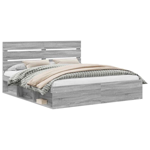 vidaXL Bettrahmen Graues Sonoma 180 x 200 cm Massives Kiefernholz