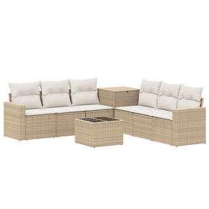 vidaXL Sofa Set 8 stk. Beige und Cremewei&szlig; Polyrattan und Stahl