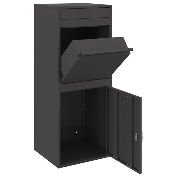 vidaXL Paketdrop-Box mit Speicher Schwarz 41 x 38 x 103 cm Stahl